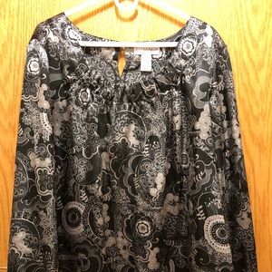 Black and silver print blouse